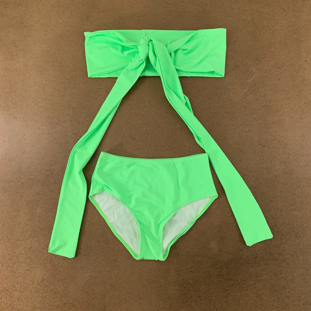 Wade Sea Women's Size Medium Neon Green 2 Piece Wrap Around Top Bikini New